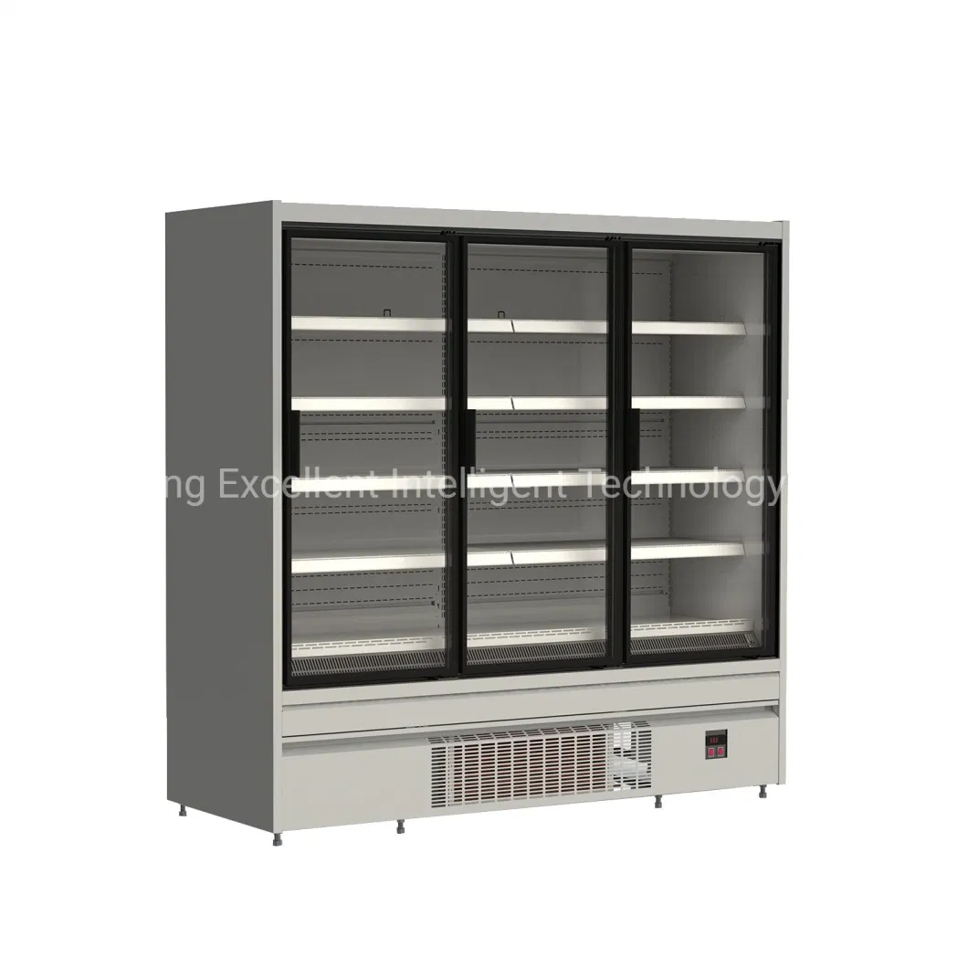 Multideck Display Case Open Chiller for Supermarket Air Cooling Display Beverage/Fruit/Milk